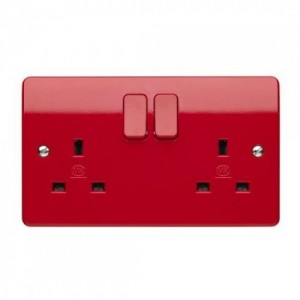 MK Electric K2747D1RED Logic Plus Red Moulded 2 Gang Double Pole Switched Socket 13A