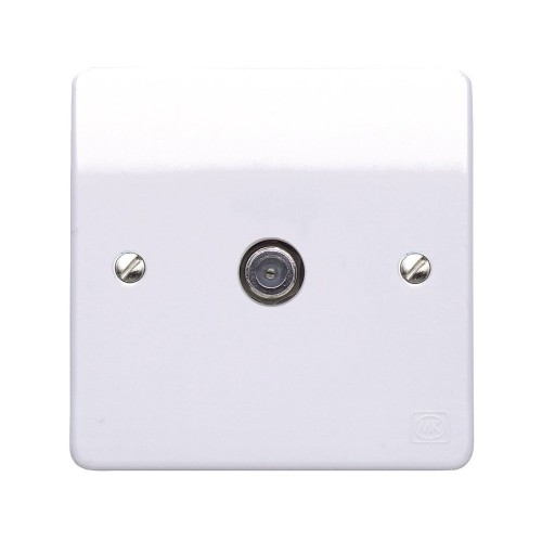 MK Electric K3555WHI Logic Plus White Moulded Single F Type Satellite Socket - Suitable For Digital & Interactive Services