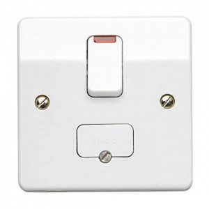 MK Electric K370WHI Logic Plus White Moulded Double Pole Switched Fused Connection Unit With Neon & Base Flex Outlet 13A