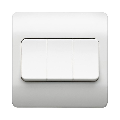 MK Electric K4783WHI Logic Plus White Moulded 3 Gang 2 Way Plateswitch With Wide Rockers 10A
