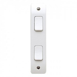 MK Electric K4842WHI Logic Plus White Moulded 2 Gang 2 Way Architrave Plateswitch 10A