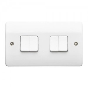 MK Electric K4874WHI Logic Plus White Moulded 4 Gang 2 Way Plateswitch 10A