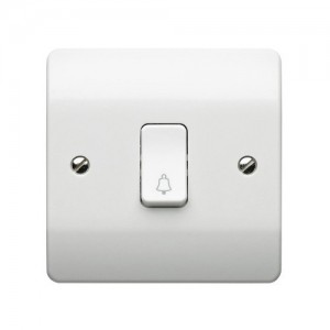 MK Electric K4878BWHI Logic Plus White Moulded 1 Gang Retractive Push Switch With Bell Symbol 10A