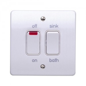 MK Electric K5207WHI Logic Plus White Moulded Dual Switch With Neon For Controlling Dual Immersion Heaters 20A