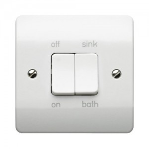 MK Electric K5208WHI Logic Plus White Moulded Dual Switch For Controlling Dual Immersion Heaters 20A