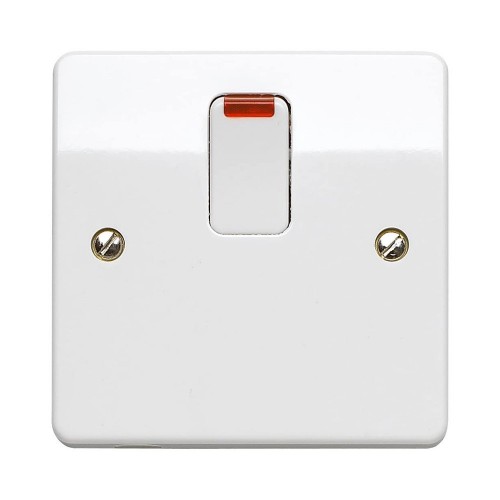 MK Electric K5423WHI Logic Plus White Moulded DP Control Switch With Neon & Base Flex Outlet 20A