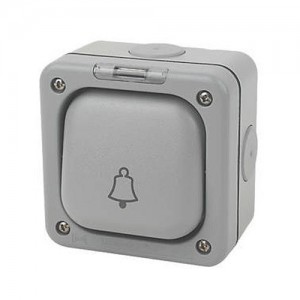 MK Electric K56407GRY Masterseal Plus Grey 1 Gang 2 Way Single Pole Pushswitch With Bell Symbol & Weatherproof Enclosure IP66 10A