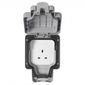 MK Electric K56480GRY Masterseal Plus Grey 1 Gang Unswitched Socket With Weatherproof Enclosure IP66 13A