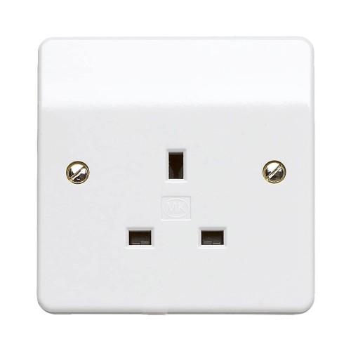 MK Electric K780WHI Logic Plus White Moulded 1 Gang Unswitched Socket 13A