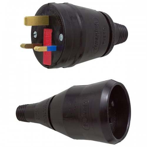MK Electric CCP53BLK Duraplug Black Plug & Socket Inline Coupler  5A
