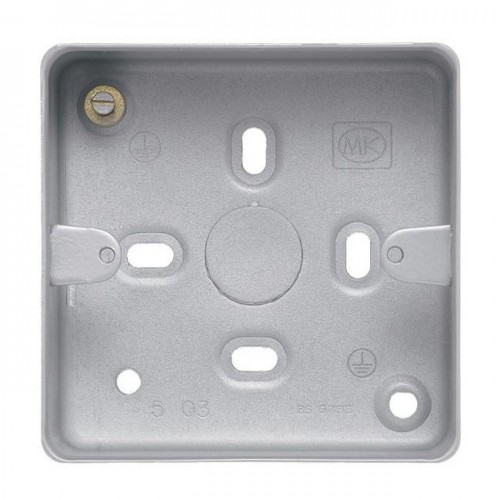 MK Electric K2211ALM Logic Plus Aluminium 1 Gang Surface Box w/o Knockouts 86x86x41mm