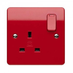MK Electric K2757D1RED Logic Plus Red Moulded 1 Gang Double Pole Switched Socket With Dual Earth 13A