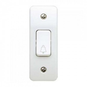 MK Electric K4848BWHI Logic Plus White Moulded 1 Gang Retractive Architrave Push Switch With Bell Symbol 10A