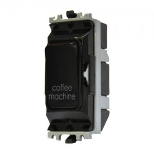 MK Electric K4896CMBLK Grid Plus Black 1 Module Double Pole 1 Way Grid Switch Marked COFFEE MACHINE 20A