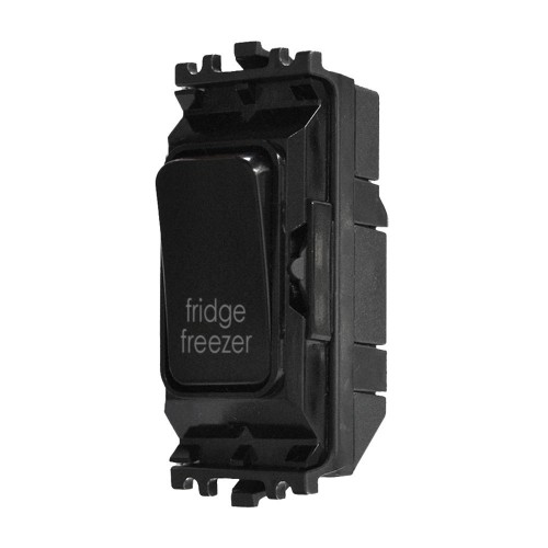 MK Electric K4896FFBLK Grid Plus Black 1 Module Double Pole 1 Way Grid Switch Marked FRIDGE FREEZER 20A