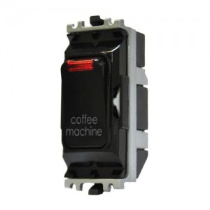 MK Electric K4896NCMBLK Grid Plus Black 1 Module Double Pole 1 Way Grid Switch With Neon Marked COFFEE MACHINE 20A