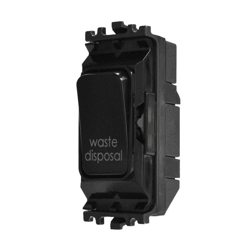 MK Electric K4896WDBLK Grid Plus Black 1 Module Double Pole 1 Way Grid Switch Marked WASTE DISPOSAL 20A