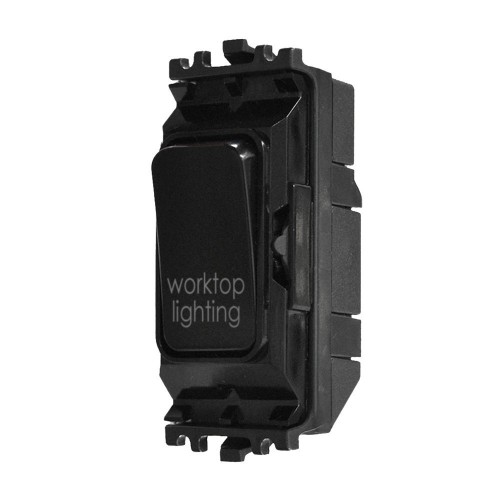 MK Electric K4896WLBLK Grid Plus Black 1 Module Double Pole 1 Way Grid Switch Marked WORKTOP LIGHTING 20A