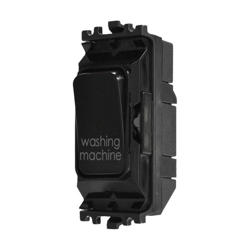 MK Electric K4896WMBLK Grid Plus Black 1 Module Double Pole 1 Way Grid Switch Marked WASHING MACHINE 20A