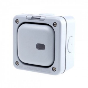 MK Electric K56421GRY Masterseal Plus Grey 1 Gang Weatherproof Switch Enclosure With Neon - Accepts Single Switch Module IP66