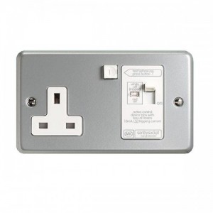 MK Electric K6402ALM Metalclad Plus Metal 1 Gang Switched DP RCD Active Socket  13A 30mA