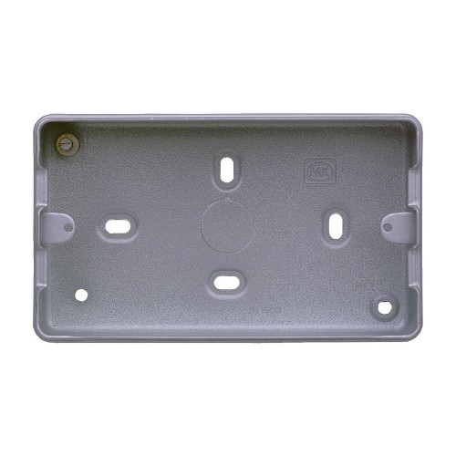 MK Electric K8902ALM Grid Plus Aluminium 3 & 4 Gang Surface Deep Box c/w 4 x 20mm & 4 x 25mm KO 73x133x40mm