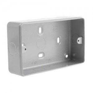 MK Electric K897ALM Metalclad Plus 2 Gang Surface Mounting Box With 6 x 20mm Knockouts Depth: 38mm
