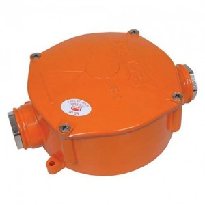 Pratley 08044 Orange Aluminium Alloy 2 Way Circular Size 1 Through Junction Box With Glands & Shrouds IP68 25mm