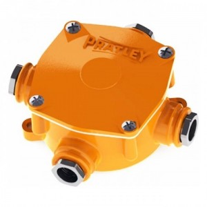 Pratley 08046 Orange Aluminium Alloy 4 Way Circular Size 1 Intersection Junction Box With Glands & Shrouds IP68 25mm