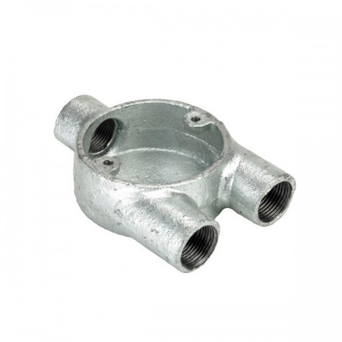 Niglon CBY320G Galvanised Steel 3 Way Round Y Branch Box For 20mm Steel Conduit