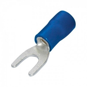 SWA 43BF Blue Pre-Insulated Fork Terminal (Pack Size 100) DiaØ: 4.3mm | Cable DiaØ: 1.5mm² - 2.5mm²