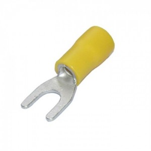 SWA 43YF Yellow Pre-Insulated Fork Terminal (Pack Size 100) DiaØ: 4.3mm | Cable DiaØ: 4mm² - 6mm²