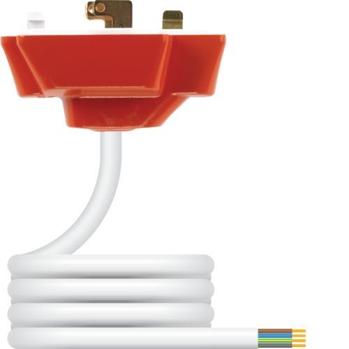 Hager P64AXR/1.0PVC/3 Klik AX Red 4 Pin Pre-Wired Plug With 3m x 1.0mm² PVC Flexible Lead 6A