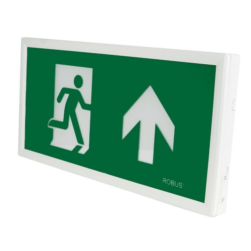 Robus REX4P0LST-01 Rex White Self-Test LED Maintained Slim Emergency Exit Box With Daylight White LEDs & Legend Kit IP20 3.6W 40Lm 240V