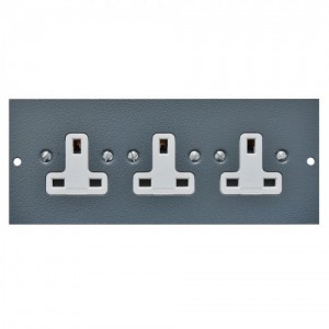 Tass STO305 Dark Grey Galvanised Steel 3 Gang Unswitched Socket Plate For TFB3S Floor Boxes Length 185mm | Width: 76mm