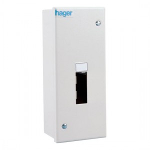 Hager IU42 White Steel 1 Row 2 Module Extended Height DIN Rail Enclosure Without Door Height: 312mm | Width: 80mm | Depth: 62mm
