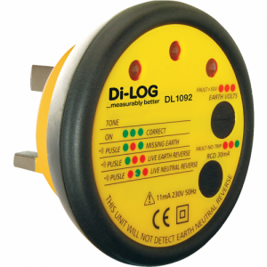 Dilog DL1092 Plug-In Socket Tester With RCD Test & 3 LEDs + Buzzer Fault Indication Length: 70mm | Width: 63mm | Depth: 55mm