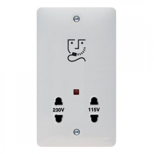 Hager WMSO100 Sollysta White Moulded Dual Voltage Shaver Socket 115V/230V