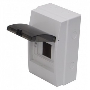 Europa Components ECW4 White ABS 4 Module Insulated DIN-Rail Distribution Enclosure With Smoked Polycarbonate Lid IP65