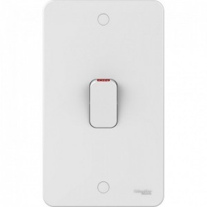 Schneider Electric GGBL4021 White Moulded DP Control Switch With Neon On Large 2 Gang Vertical Plate 50A