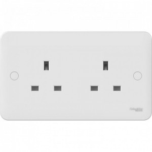 Schneider Electric GGBL3060 Lisse White Moulded 2 Gang Unswitched Socket 13A