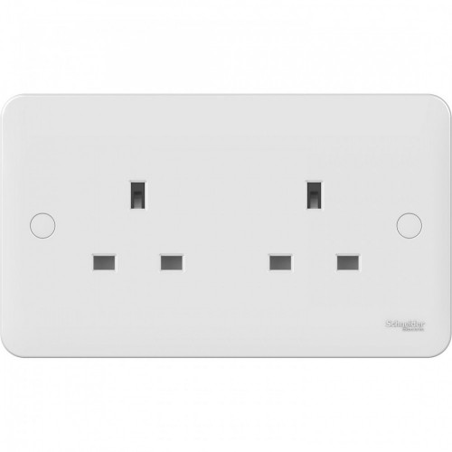 Schneider Electric GGBL3060 Lisse White Moulded 2 Gang Unswitched Socket 13A