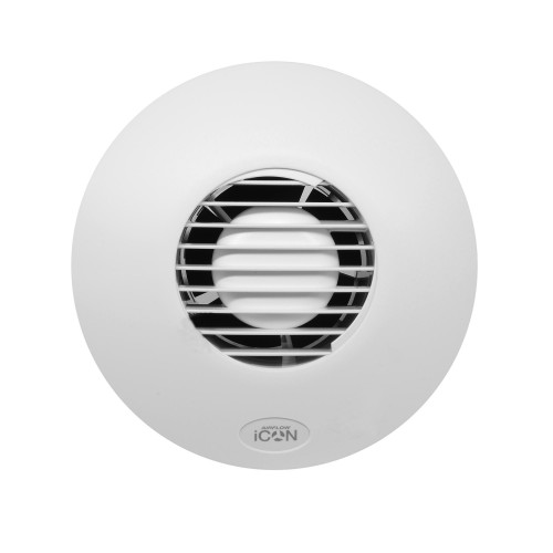 Airflow 72683701 iCON15S White Round Low Energy Low Voltage 4 Inch Axial Fan With Iris Shutter & Remote Transformer For Remote Switching IPX4 12V