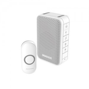 Honeywell DC313NBS Series 3 White 6 Tune Wireless Plug-In Door Chime Kit With Adjustable Volume, LED Strobe & Pre-Linked White Wireless Bell Push