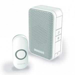 Honeywell DC311N Series 3 White 4 Tune Wireless Portable Door Chime Kit With Pre-Linked White Wireless Bell Push - Requires 4 x AA Type Batteries