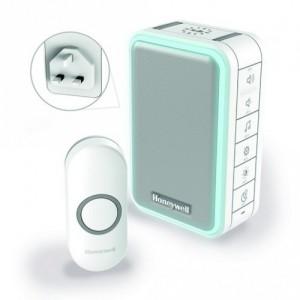Honeywell DC315NBS Series 3 White 6 Tune Wireless Plug-In Door Chime Kit With Halo Light , Sleep Mode, USB Charging Socket & Pre-Linked Bell Push