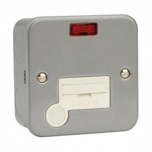 Scolmore CL053 Essentials Metalclad Unswitched Fused Connection Unit With Neon, Optional Front Flex Outlet & Mounting Box 13A