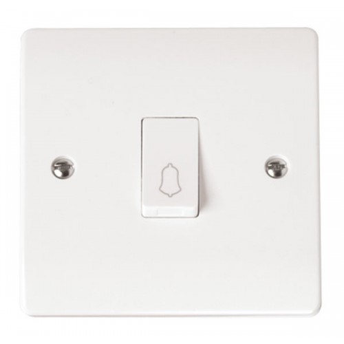Click CMA027 Mode White Moulded 1 Gang 1 Way Retractive Pushswitch With Bell Symbol 10Ax
