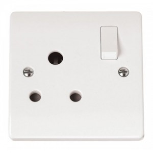 Click CMA034 Mode White Moulded 1 Gang Round Pin Switched Socket 15A