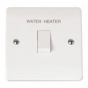 Click CMA044 Mode White Moulded DP Control Switch With Base Flex Outlet Marked WATER HEATER 20A